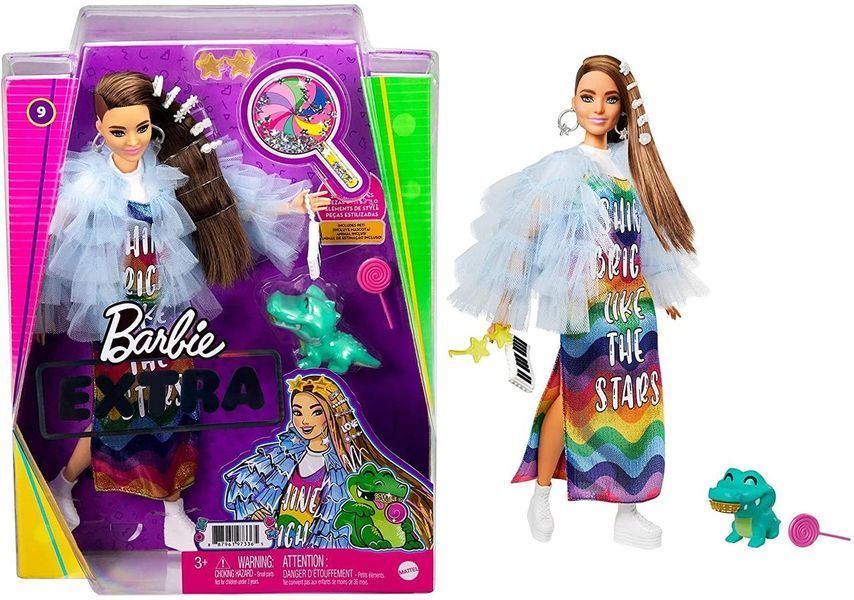 Лялька Барбі Екстра модниця в синьому жакеті шарнірна Barbie Extra GYJ78 GYJ78 фото