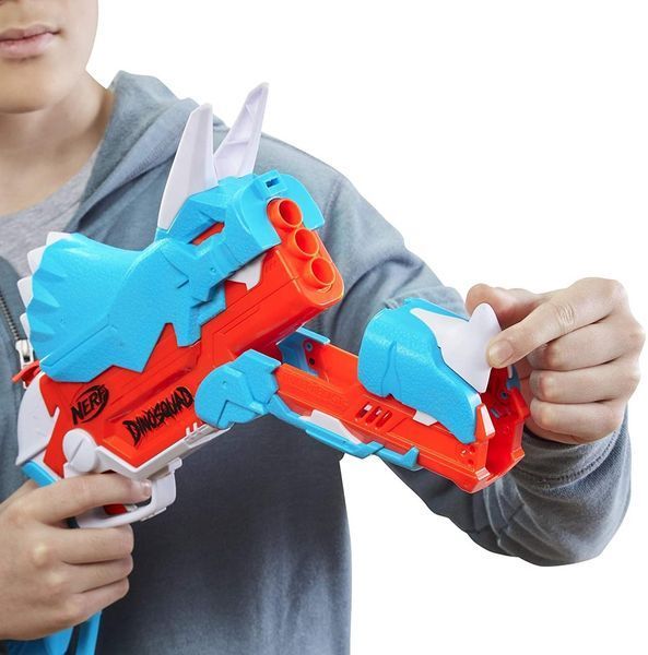 Бластер Нерф Дино Трицебласт стреляющая игрушка с дротиками Nerf Dino Squad Tricera-Blast F0803 F0803Е фото