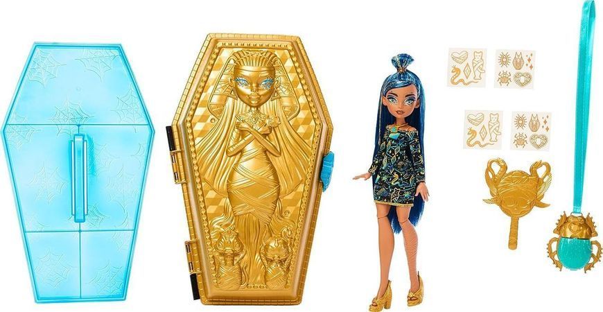 Лялька Монстер Хай Клео де Ніл косметичний набір золотий кейс Monster High Cleo De Nile HNF72 HNF72 фото