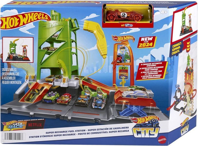 Трек Хот Вилс Сити заправочная станция бензгонка Hot Wheels Gas Station HTN79 HTN79 фото