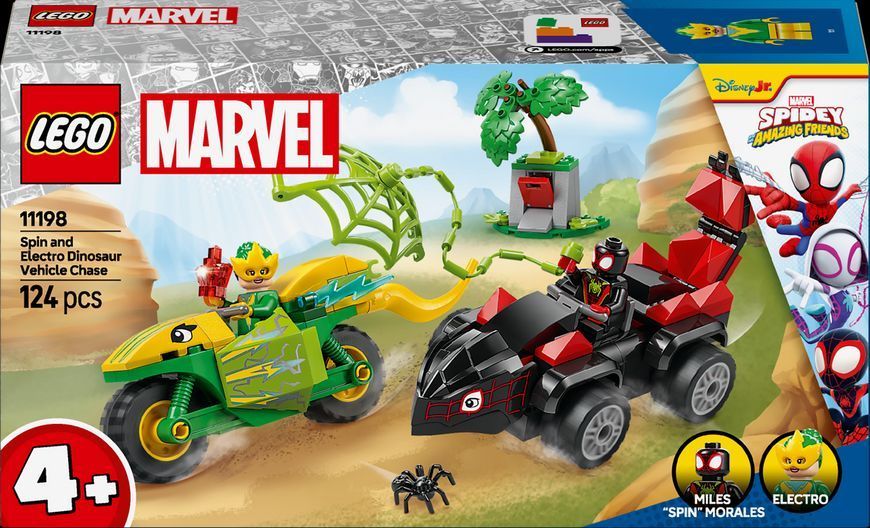 Конструктор Лего Марвел спин и погоня за мото динозавром Электро Lego Marvel Super Heroes 11198 11198 фото