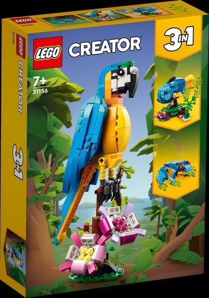 Конструктор Лего Креатор 3 в 1 екзотичні тварини папуга рибка жаба LEGO Creator 31136 31136 фото
