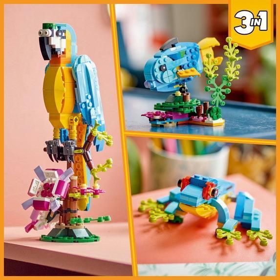 Конструктор Лего Креатор 3 в 1 екзотичні тварини папуга рибка жаба LEGO Creator 31136 31136 фото