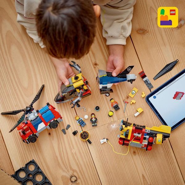Конструктор Лего Сити вертолет пожарная машина и подводная лодка Lego City 60462 60462 фото
