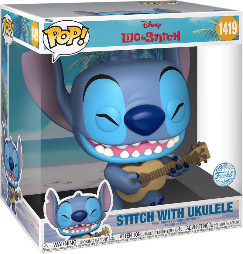 Велика фігурка Фанко Поп Стіч з укулеле 25 см Funko Pop! Jumbo Stitch 76786